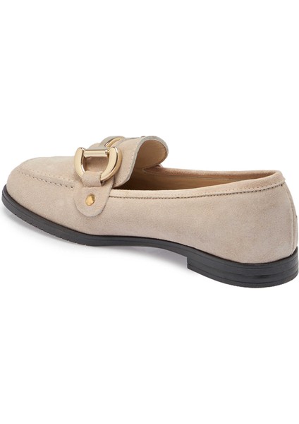 Bej Hakiki Süet Deri Kadın Loafer - K24S1AY67568-B79