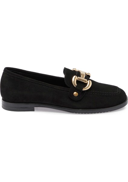 Siyah Hakiki Süet Deri Kadın Loafer - K24S1AY67568-A01