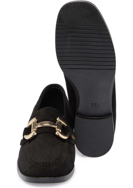 Siyah Hakiki Süet Deri Kadın Loafer - K24S1AY67568-A01