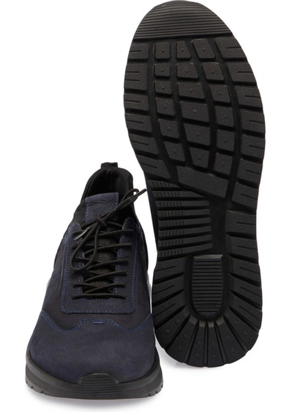 Lacivert Hakiki Nubuk Deri Erkek Sneaker - E24S1AY57028-C39