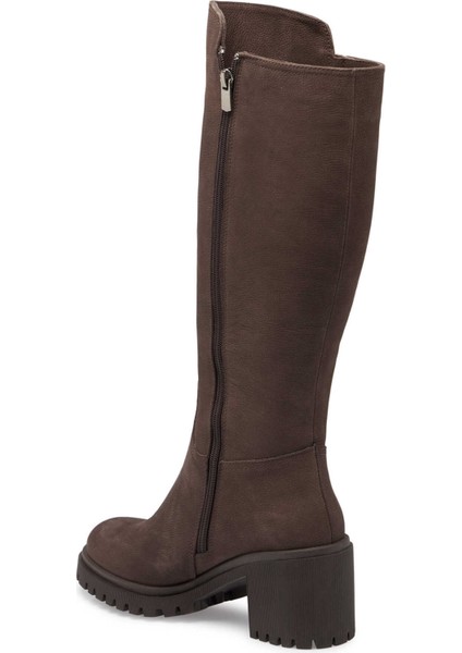 Kahve Hakiki Nubuk Deri Kadın Casual Çizme - K24K1CM67584-A39