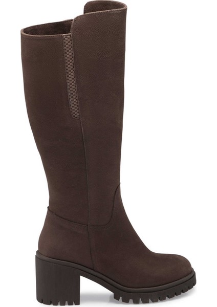 Kahve Hakiki Nubuk Deri Kadın Casual Çizme - K24K1CM67584-A39