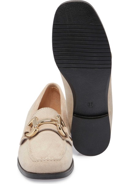 Bej Hakiki Süet Deri Kadın Loafer - K24S1AY67568-B79