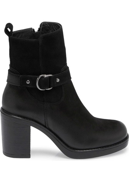 Siyah Hakiki Nubuk Deri Kadın Klasik Bot - K24K1BT67653-A64