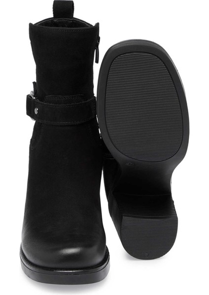 Siyah Hakiki Nubuk Deri Kadın Klasik Bot - K24K1BT67653-A64