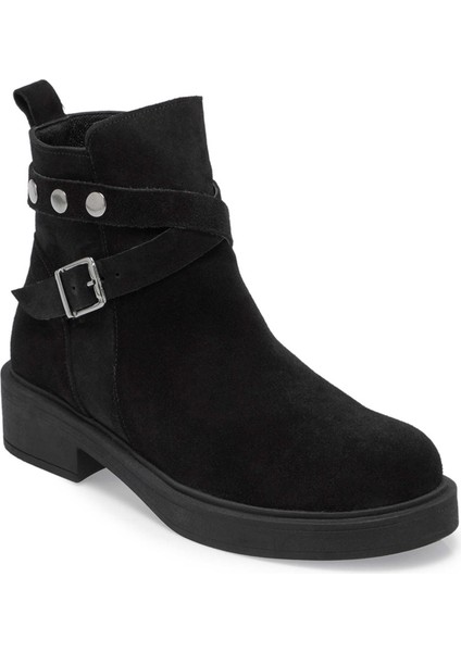 Siyah Hakiki Süet Deri Kadın Casual Bot - K24K1BT67564-A01