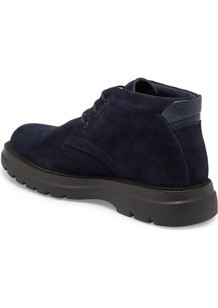 Lacivert Hakiki Süet Deri Erkek Casual Bot - E24K1BT56929-D44