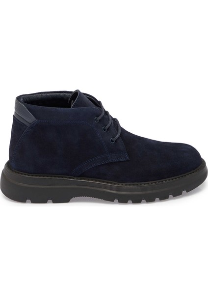 Lacivert Hakiki Süet Deri Erkek Casual Bot - E24K1BT56929-D44