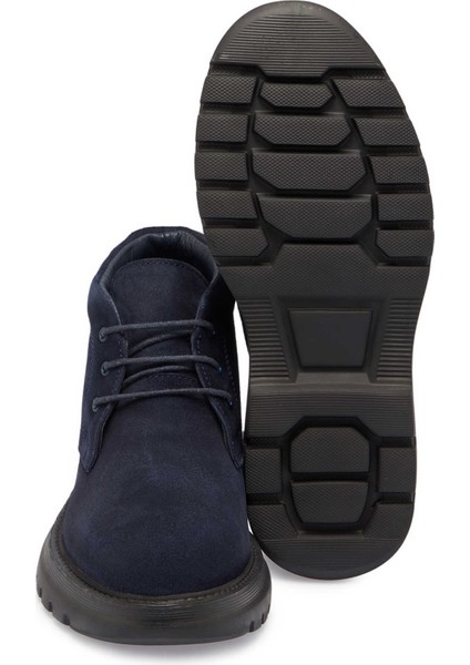 Lacivert Hakiki Süet Deri Erkek Casual Bot - E24K1BT56929-D44