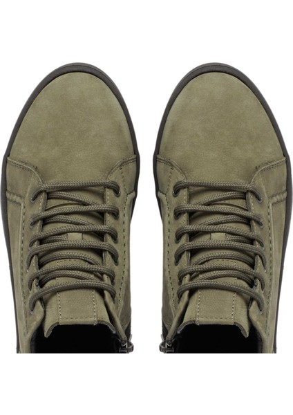 Yeşil Hakiki Nubuk Deri Kadın Casual Bot - K24K1BT67633-G98