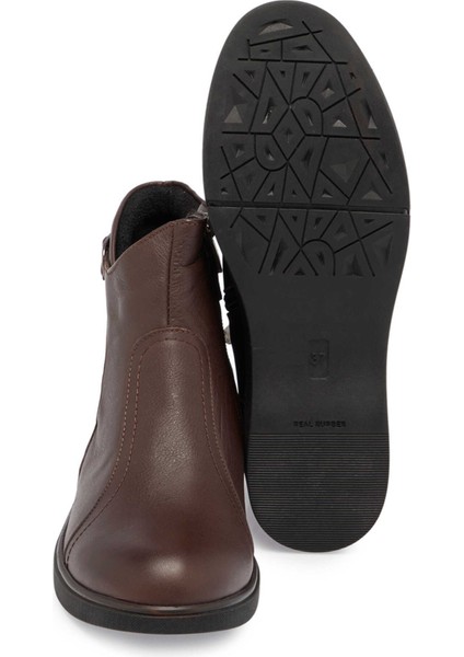 Kahve Hakiki Deri Kadın Casual Bot - K24K1BT67531-A24