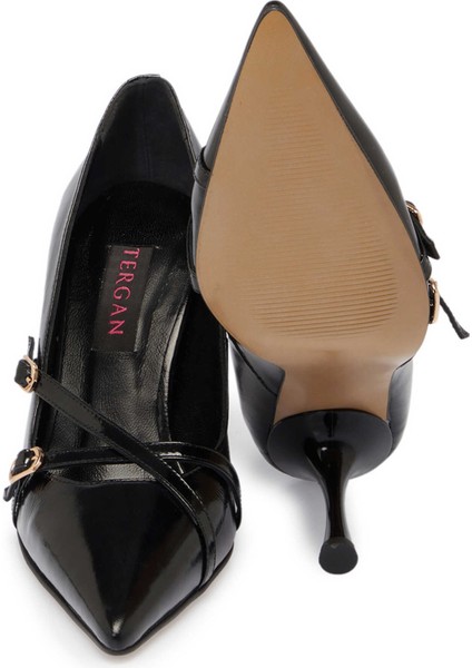 Siyah Hakiki Rugan Deri Kadın Stiletto - K24S1AY67513-A07