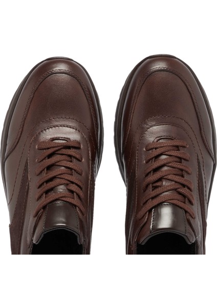 Kahve Hakiki Deri Erkek Sneaker - E24S1AY57026-A24