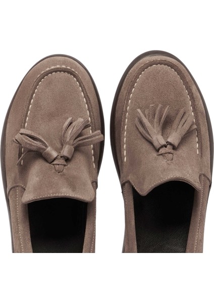 Kahve Hakiki Süet Deri Kadın Makosen - K24S1AY67688-K32