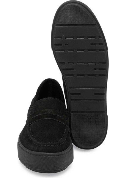 Siyah Hakiki Süet Deri Kadın Loafer - K24S1AY67576-A01