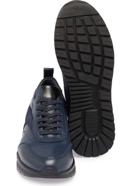 Lacivert Hakiki Deri Erkek Sneaker - E24S1AY57026-A31