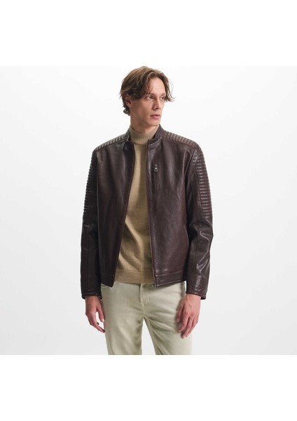 Kahve Hakiki Deri Erkek Hakiki Deri Mont - E24KDM310586-R4W indirimleri