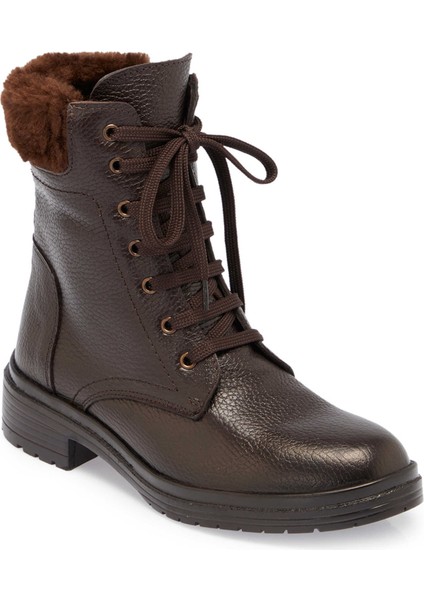 Kahve Hakiki Deri Kadın Casual Bot - K24K1BT67571-A42