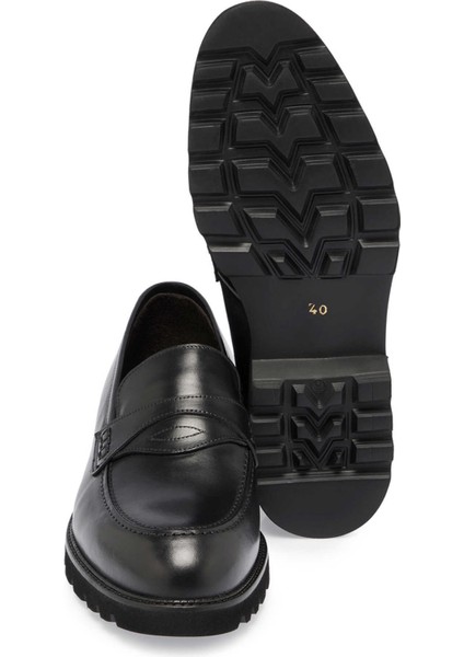 Siyah Hakiki Deri Erkek Casual Ayakkabı - E24S1AY56964-A43