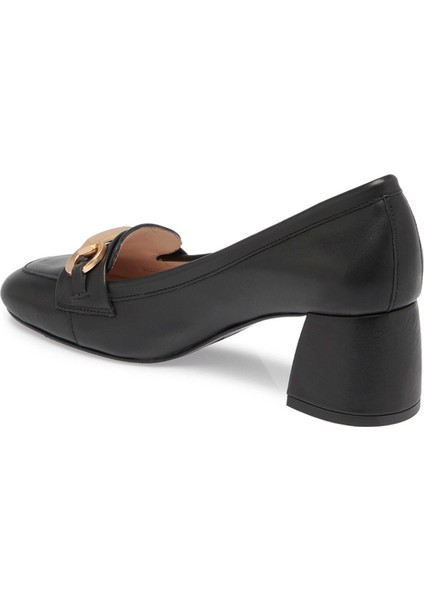 Siyah Hakiki Deri Kadın Topuklu Ayakkabı - K24S1AY67607-A23