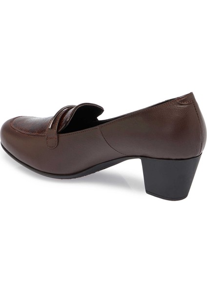 Kahve Hakiki Deri Kadın Topuklu Ayakkabı - K24S1AY67530-A24