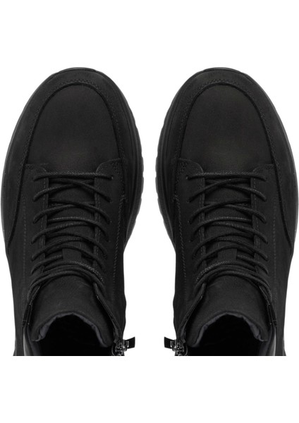 Siyah Hakiki Nubuk Deri Erkek Casual Bot - E24K1BT57030-A64