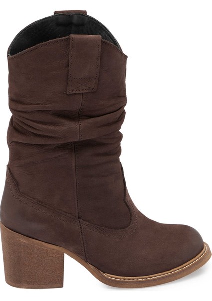 Kahve Hakiki Nubuk Deri Kadın Casual Bot - K24K1BT67590-A39