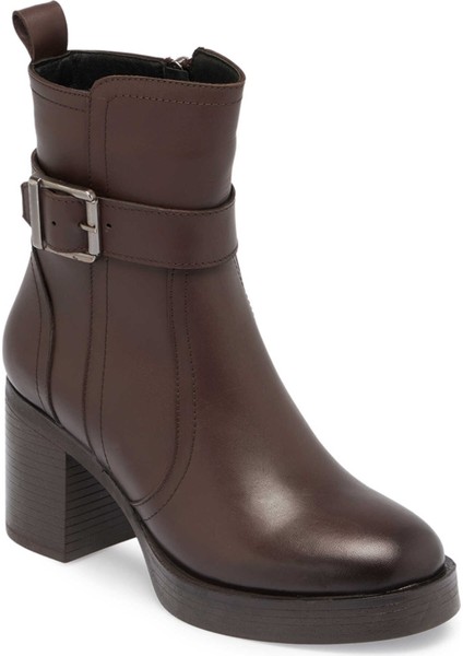 Kahve Hakiki Deri Kadın Casual Bot - K24K1BT67623-A24