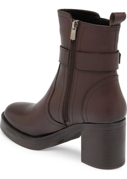 Kahve Hakiki Deri Kadın Casual Bot - K24K1BT67623-A24