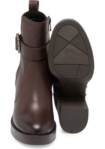 Kahve Hakiki Deri Kadın Casual Bot - K24K1BT67623-A24