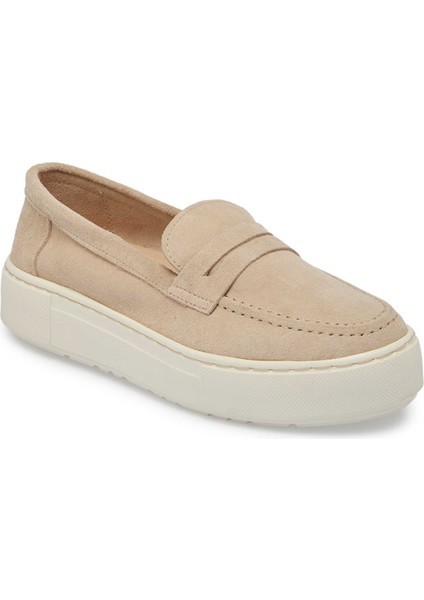 Bej Hakiki Süet Deri Kadın Loafer - K24S1AY67576-T86