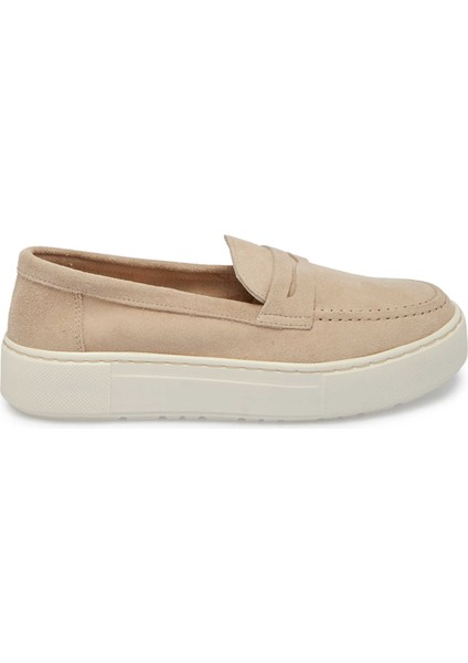 Bej Hakiki Süet Deri Kadın Loafer - K24S1AY67576-T86