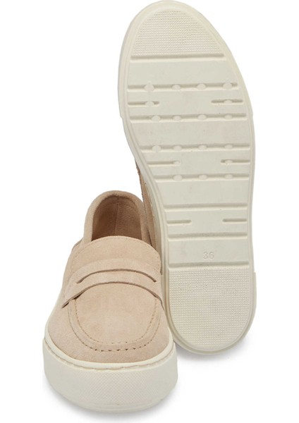 Bej Hakiki Süet Deri Kadın Loafer - K24S1AY67576-T86