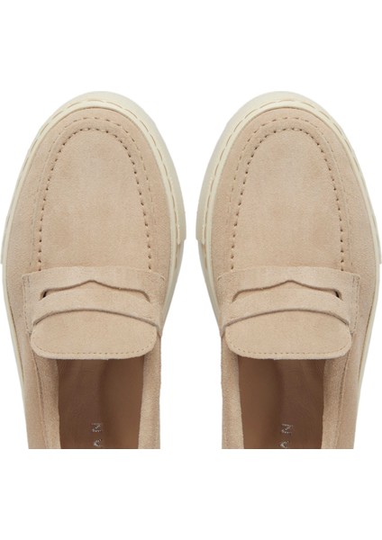 Bej Hakiki Süet Deri Kadın Loafer - K24S1AY67576-T86