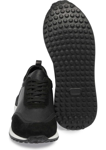 Siyah Hakiki Deri Erkek Sneaker - E24S1AY56959-W19