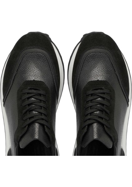 Siyah Hakiki Deri Erkek Sneaker - E24S1AY56959-W19