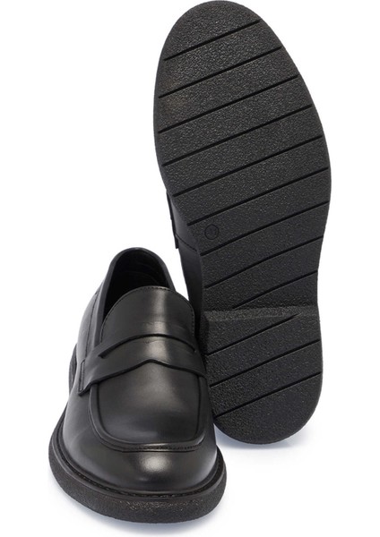 Siyah Hakiki Deri Erkek Casual Ayakkabı - E24S1AY57074-A23