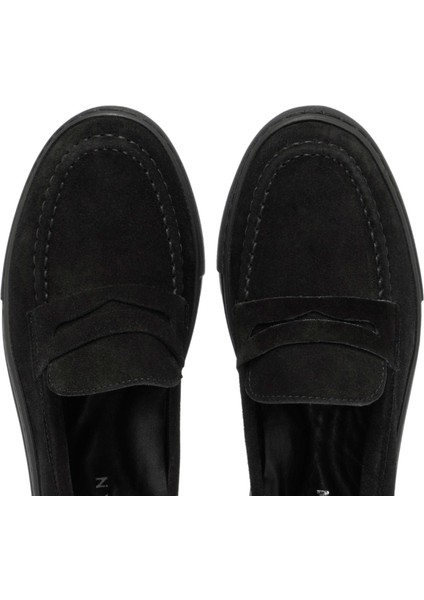 Siyah Hakiki Süet Deri Kadın Loafer - K24S1AY67576-A01