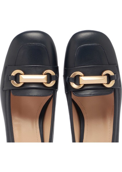 Lacivert Hakiki Deri Kadın Topuklu Ayakkabı - K24S1AY67607-A31