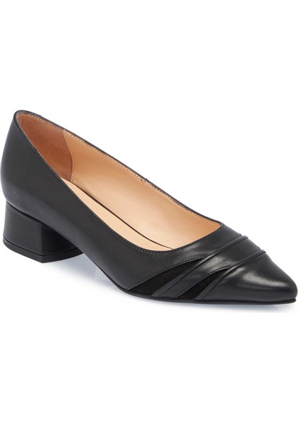 Siyah Hakiki Deri Kadın Topuklu Ayakkabı - K24S1AY67606-A23