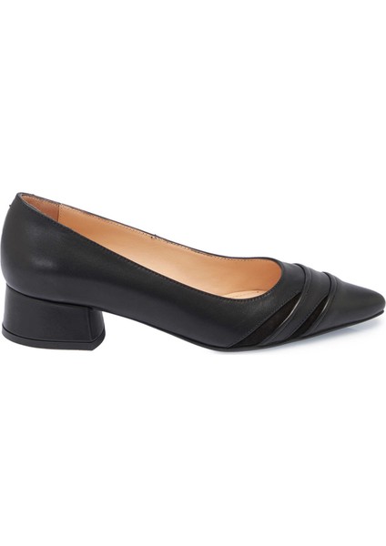 Siyah Hakiki Deri Kadın Topuklu Ayakkabı - K24S1AY67606-A23