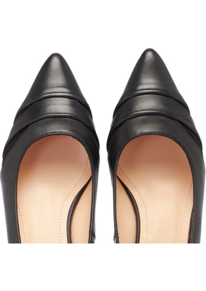 Siyah Hakiki Deri Kadın Topuklu Ayakkabı - K24S1AY67606-A23