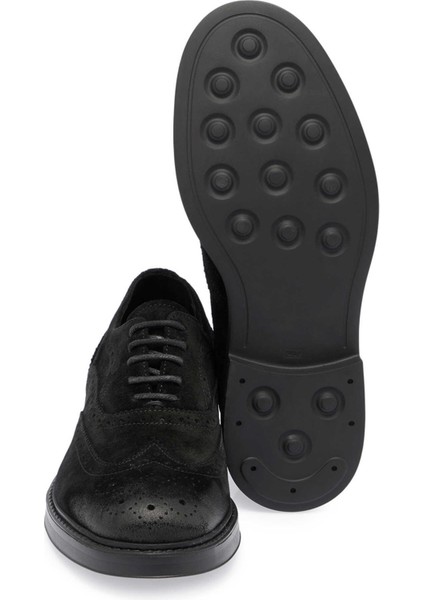 Siyah Hakiki Süet Deri Erkek Klasik Ayakkabı - E24S1AY56970-A01