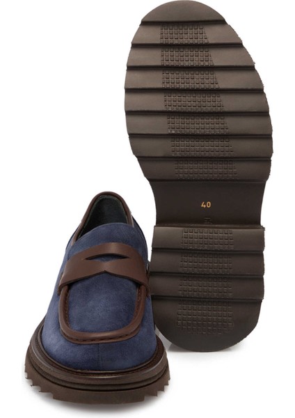 Lacivert Hakiki Süet Deri Erkek Klasik Ayakkabı - E24S1AY56993-D44