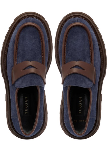 Lacivert Hakiki Süet Deri Erkek Klasik Ayakkabı - E24S1AY56993-D44