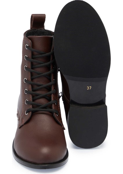 Kahve Hakiki Deri Kadın Casual Bot - K24K1BT67741-A24