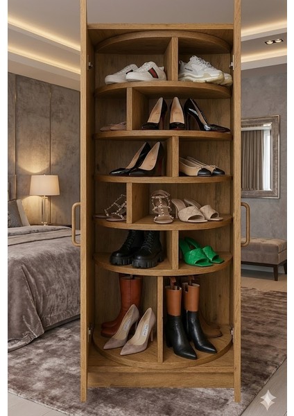 360° Dönen Ayakkabı Rafı 6 Basamaklı Ceviz Mdf fırsatları