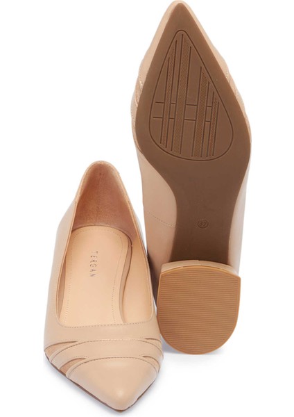 Nude Hakiki Deri Kadın Topuklu Ayakkabı - K24S1AY67606-Q0C