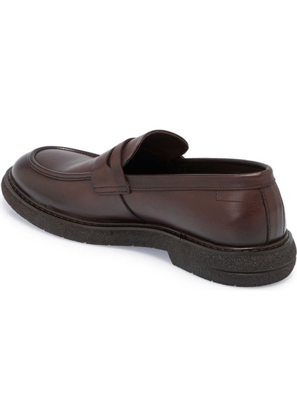 Kahve Hakiki Deri Erkek Casual Ayakkabı - E24S1AY57074-A24