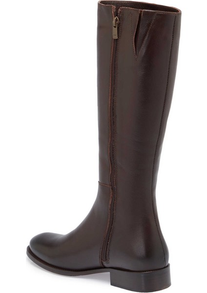 Kahve Hakiki Deri Kadın Klasik Çizme - K24K1CM67555-A24